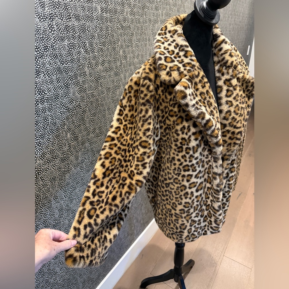 Halogen Faux Fur Leopard Jacket